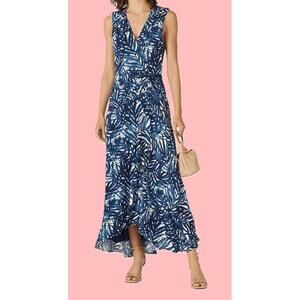 Jonathan Simkhai Priscilla Palm Print Sleeveless V-Neck Midi Dress Size 6